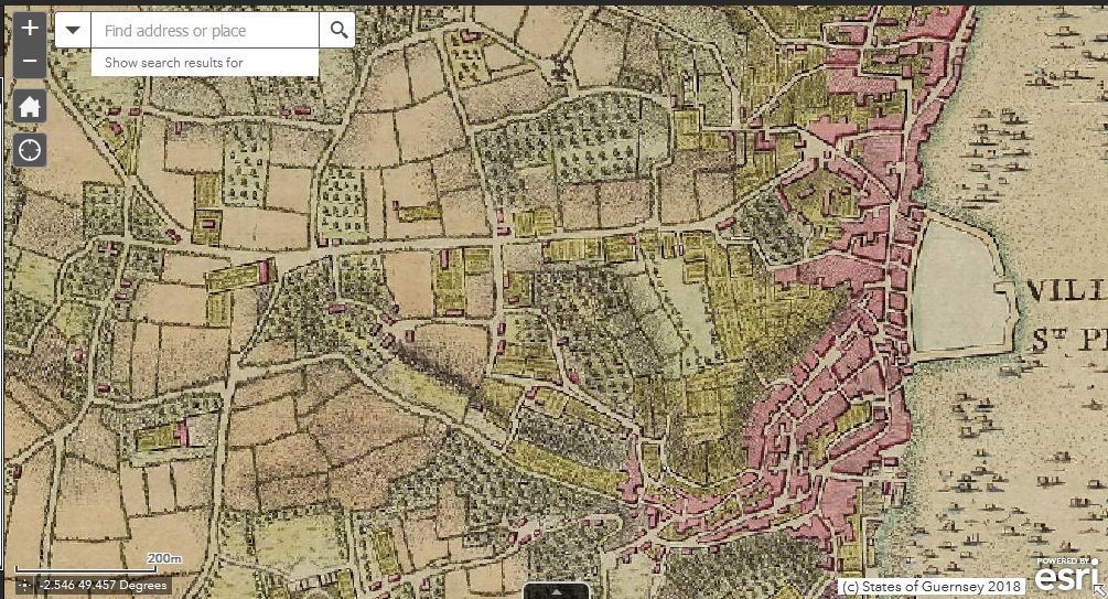 1787 Map of Guernsey showing Brockhurst area